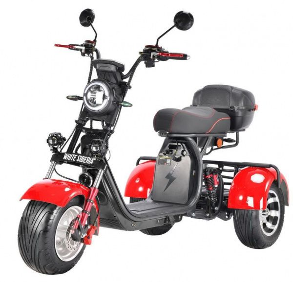 Электроскутер Citycoco WHITE SIBERIA Pro Trike+ 3000W Трицикл красный